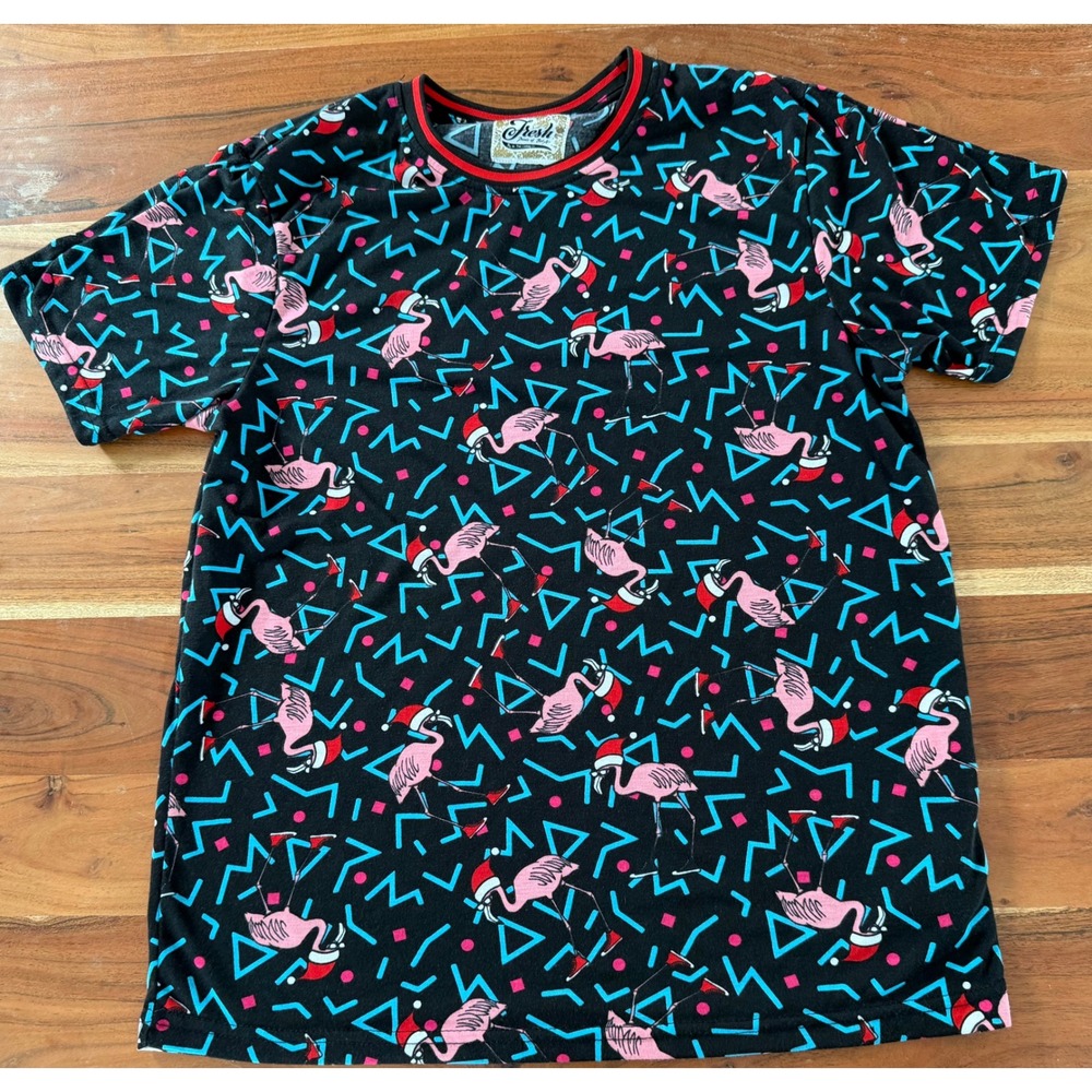 Fresh Prince of Bel-Air Flamingo Christmas Shirt Mens Medium 90s Retro Geometric